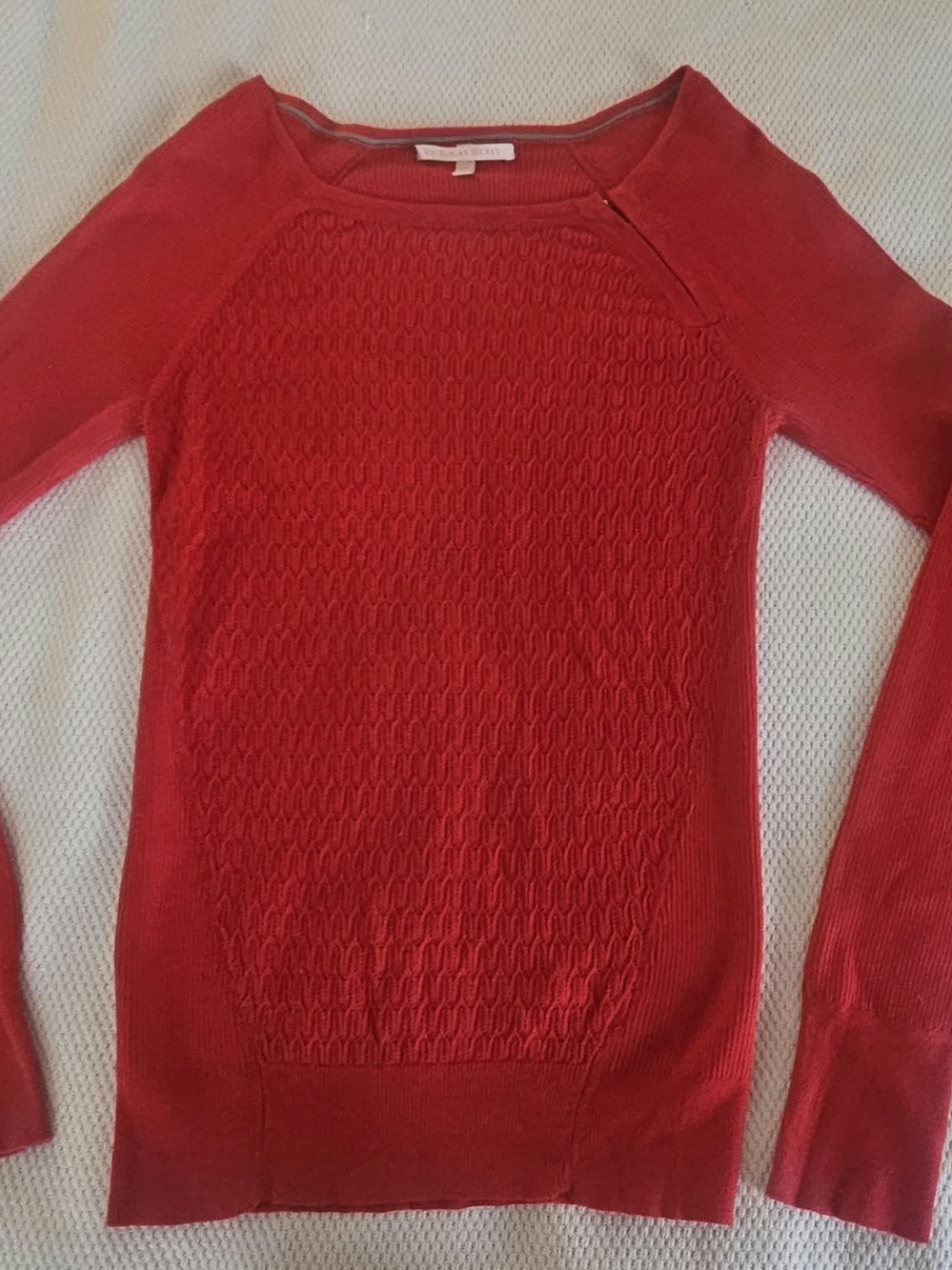 Victoria's Secret Red Textured Crewneck Sweater